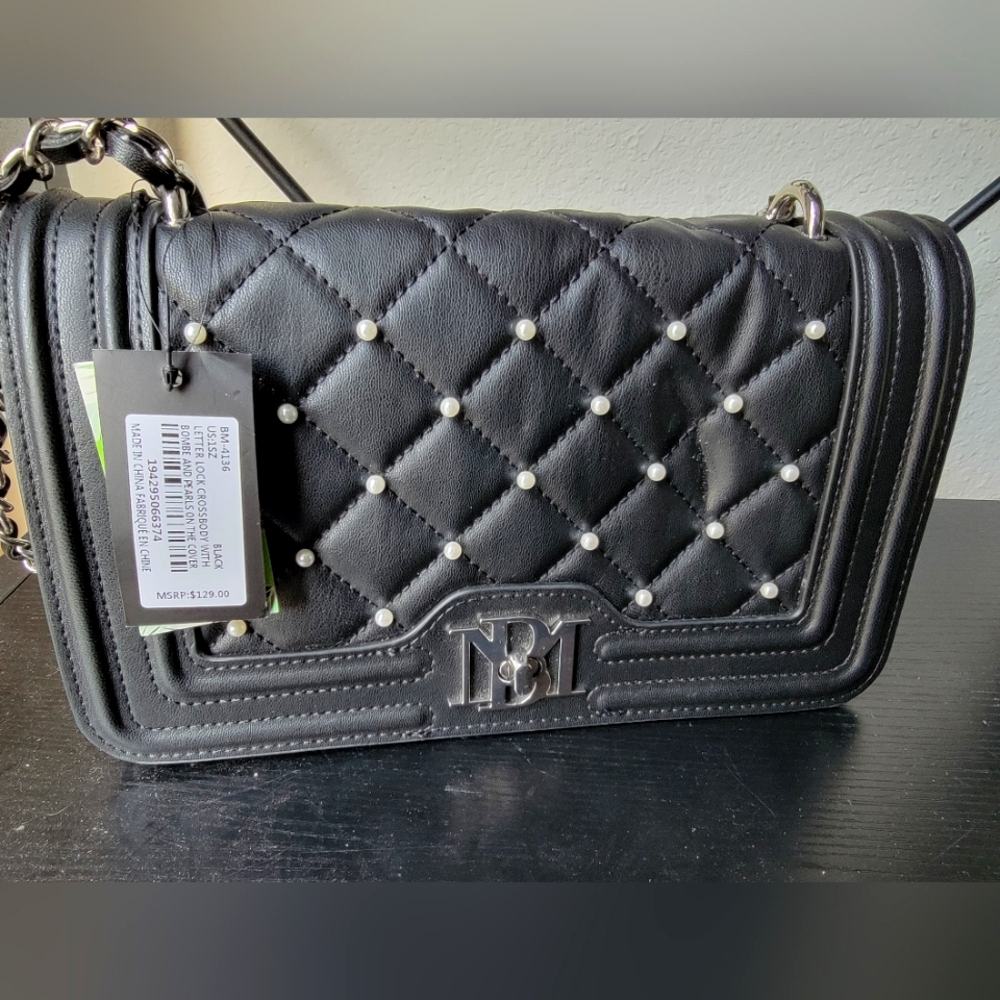 NWT Badgley Mischka Purse w. Pearl Accents - Black